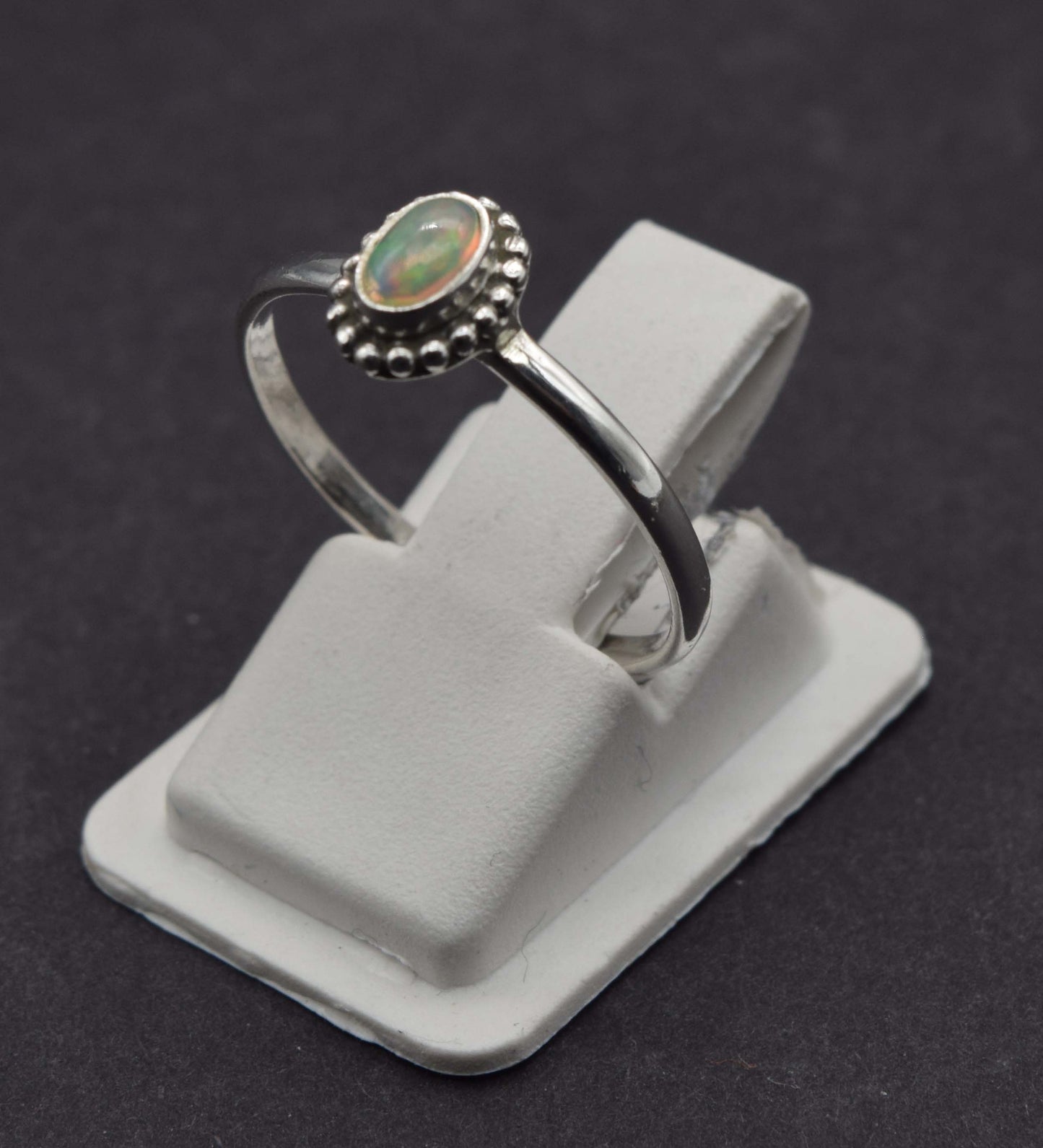 925 Solid Sterling Silver Natural Ethiopian Opal Ring - 1.2 Grams