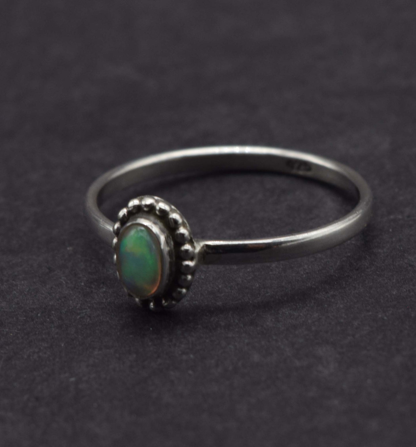 925 Solid Sterling Silver Natural Ethiopian Opal Ring - 1.2 Grams