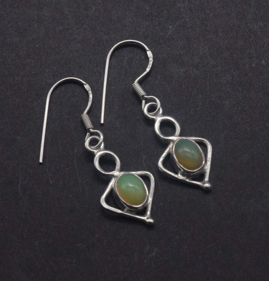925 Solid Sterling Silver Ethiopian Opal Hook Earring -1.3 Inch