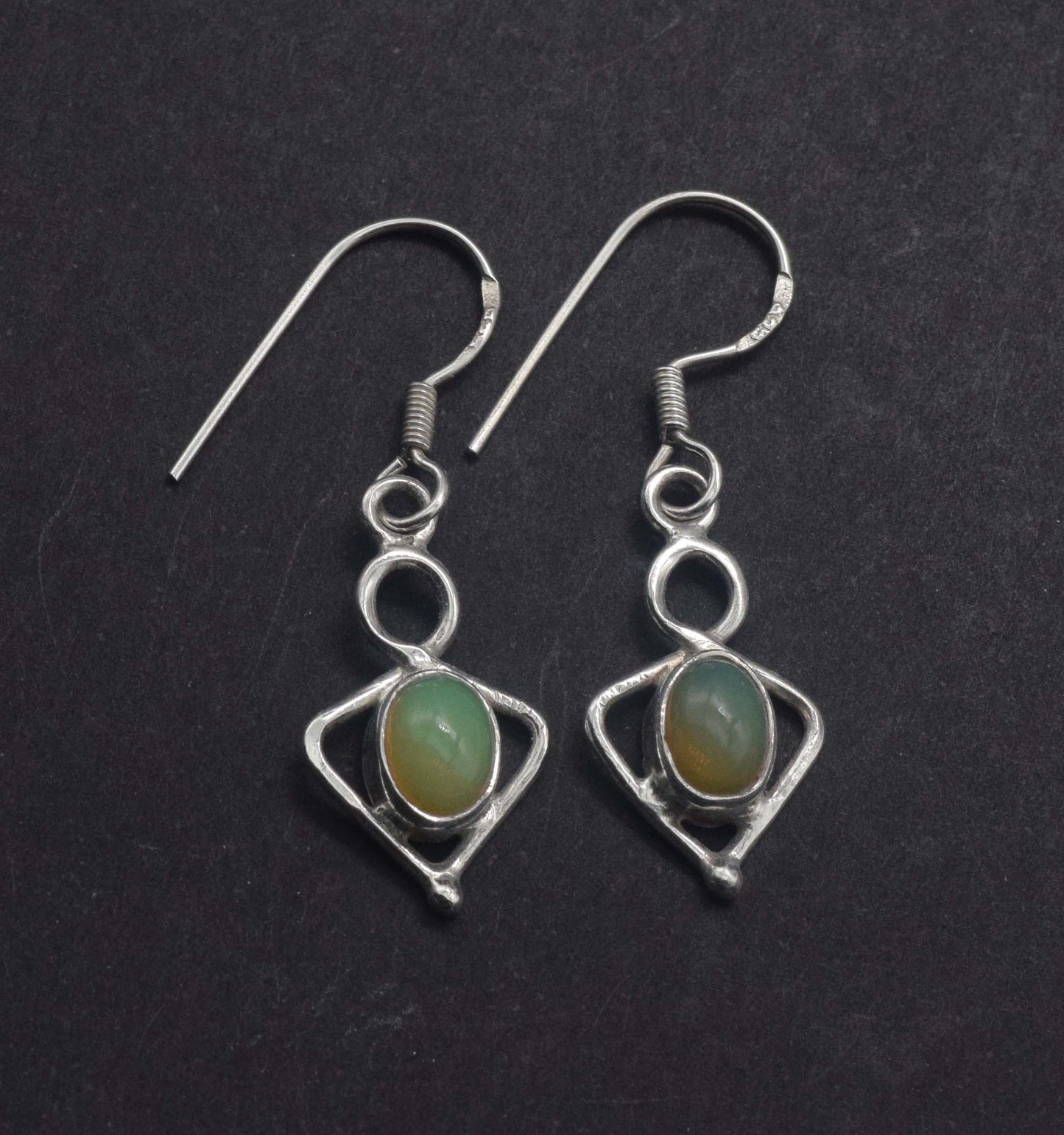 925 Solid Sterling Silver Natural Ethiopian Opal Designer Hook Earring -2.3 Grams