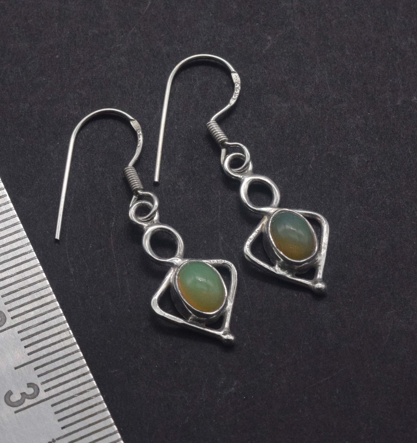 925 Solid Sterling Silver Natural Ethiopian Opal Designer Hook Earring -2.3 Grams