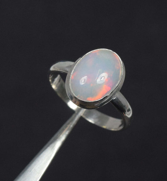 925 Solid Sterling Silver Natural Ethiopian Opal Big Ring - 3 Grams