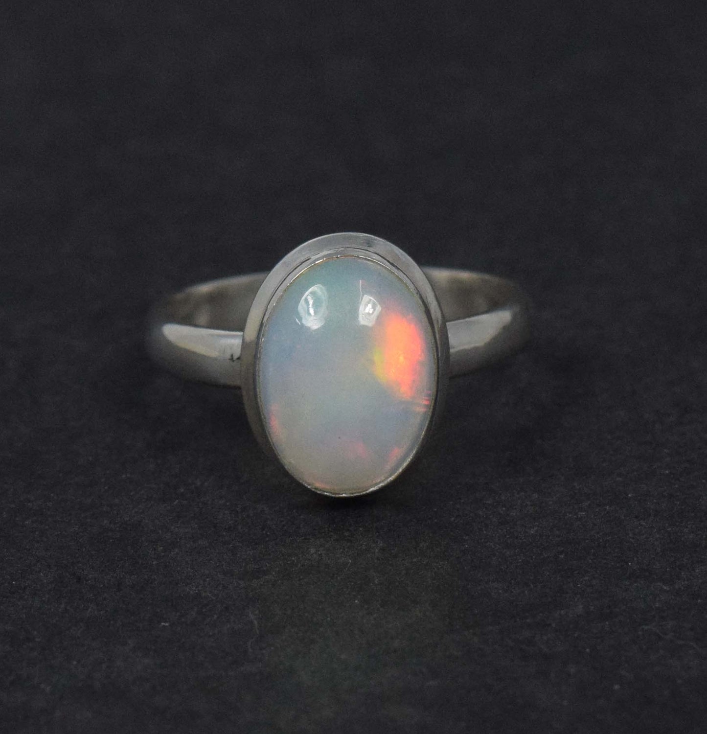 925 Solid Sterling Silver Natural Ethiopian Opal Big Ring - 3 Grams