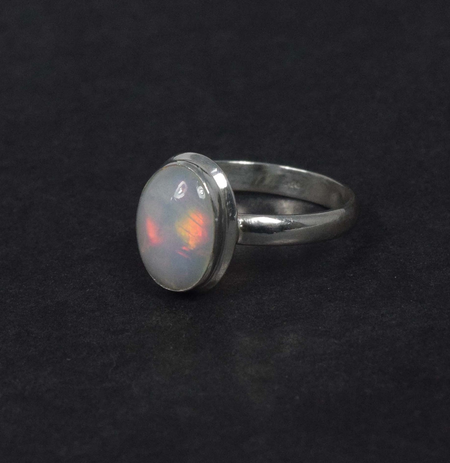 925 Solid Sterling Silver Natural Ethiopian Opal Big Ring - 3 Grams