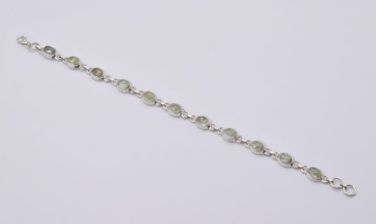 925 Solid Sterling Silver Aqua Tourmaline HANDMADE BRACELET - 8.3 Inch