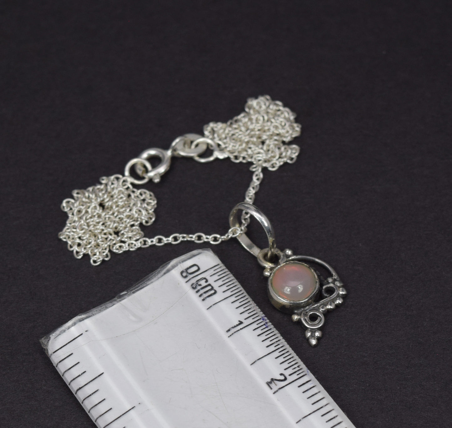 925 Solid Sterling Silver Ethiopian Opal Chain Pendant -18.9 Inch
