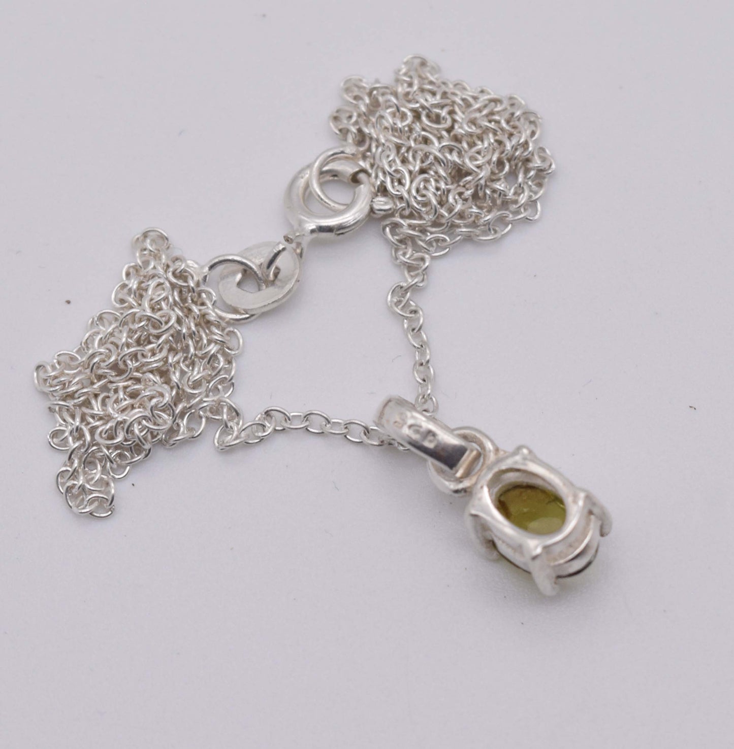 925 Solid Sterling Silver Yellow Tourmaline Chain Pendant-18.6 Inch