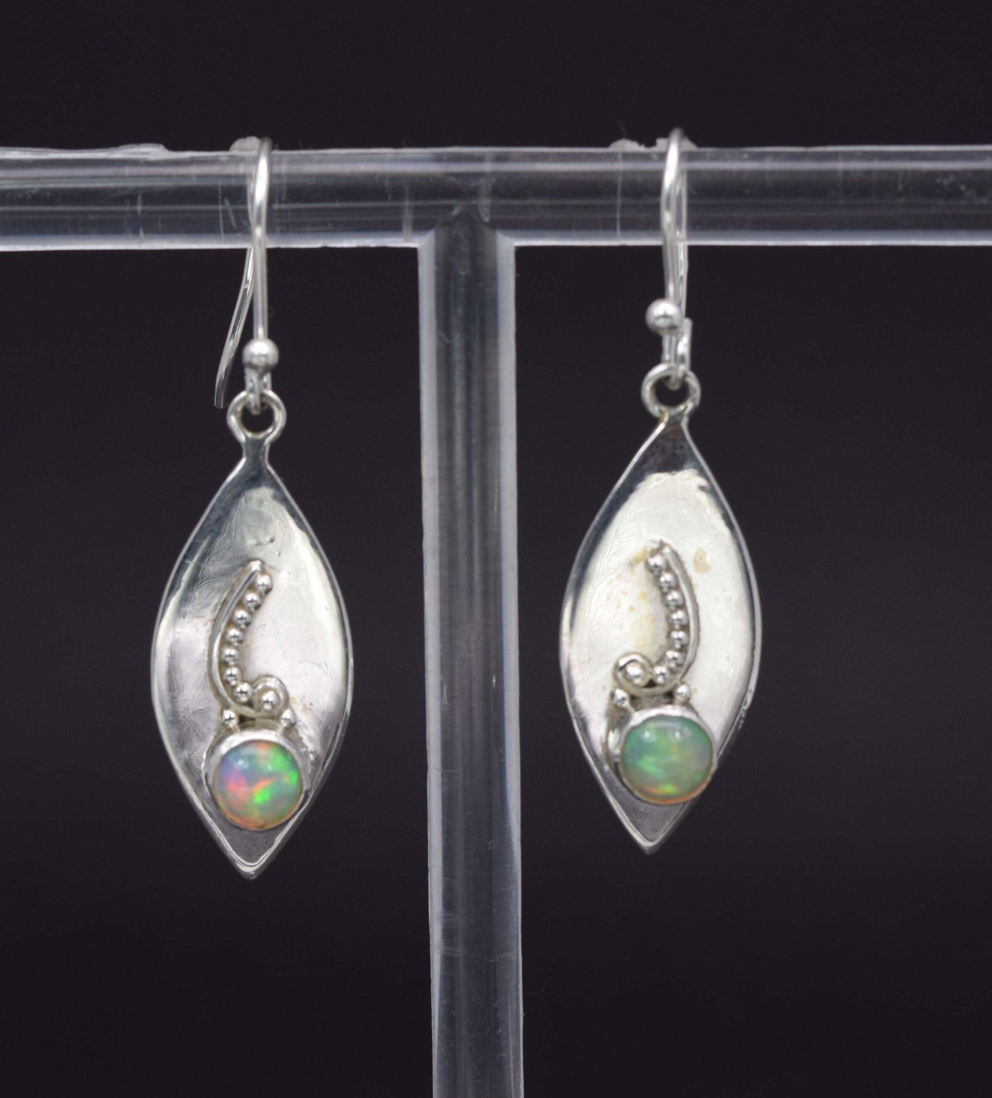 925 Solid Sterling Silver Ethiopian Opal Hook Earring-1.4 Inch