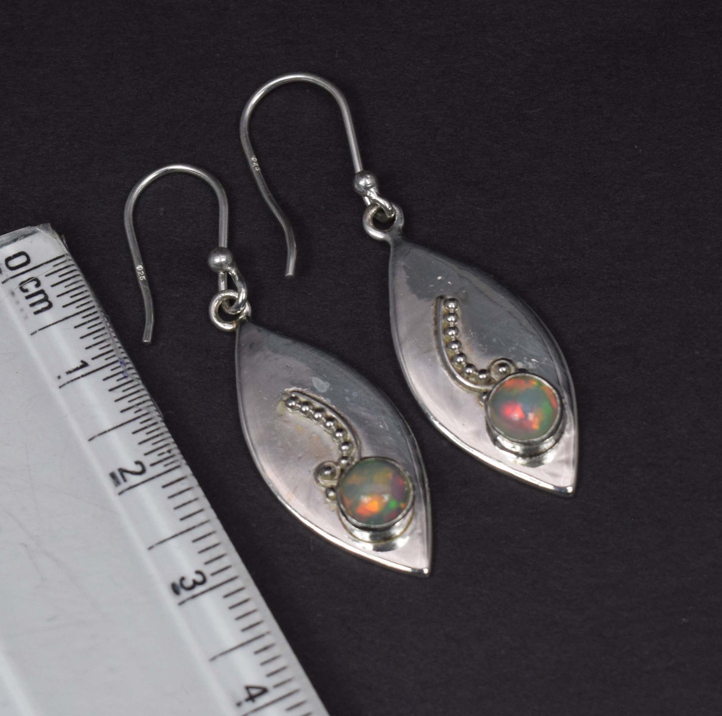 925 Solid Sterling Silver Ethiopian Opal Hook Earring-1.4 Inch