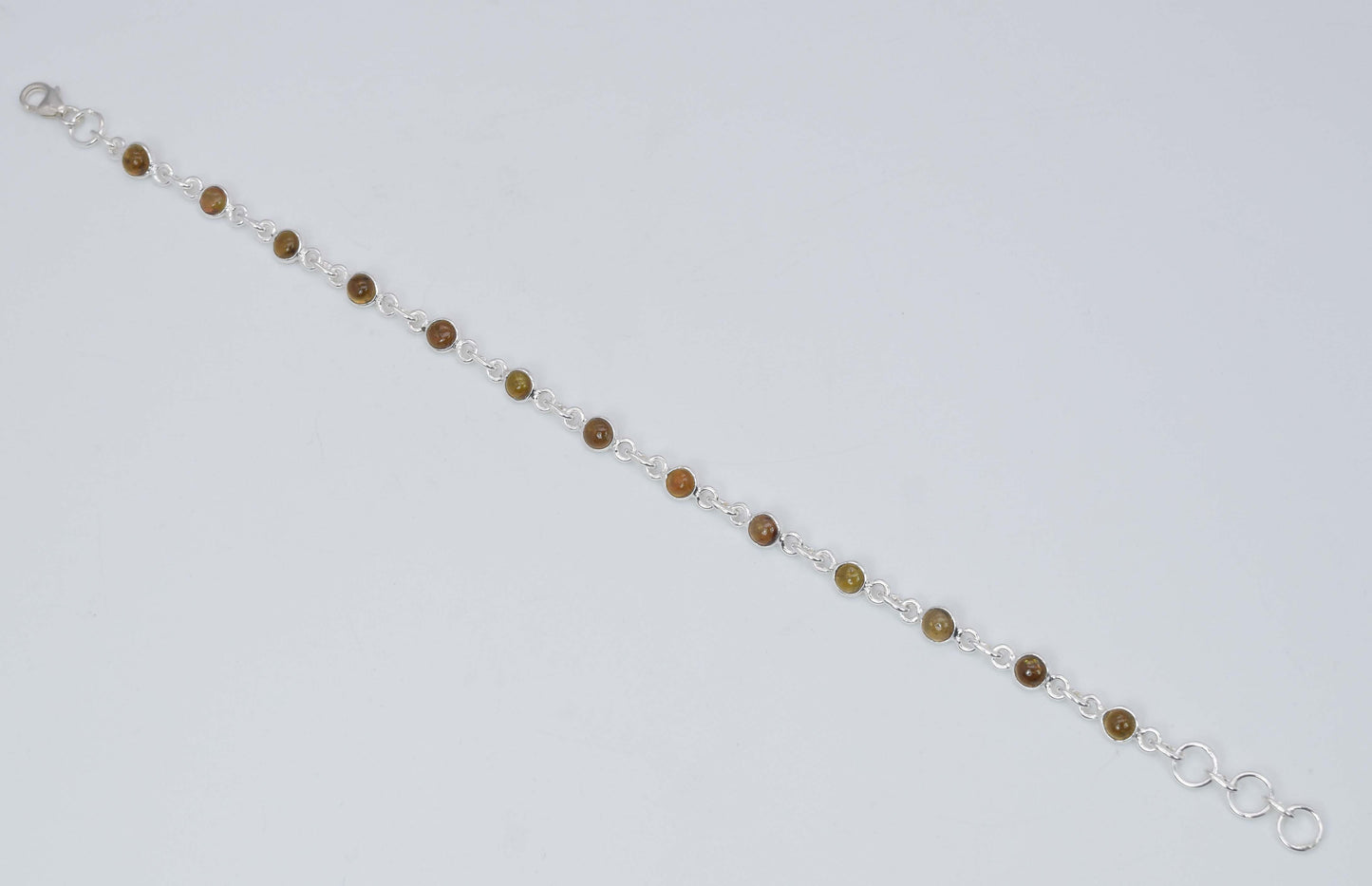 925 Solid Sterling Silver Yellow Tourmaline HANDMADE BRACELET -8 Inch