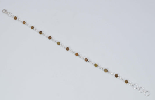 925 Solid Sterling Silver Yellow Tourmaline HANDMADE BRACELET -8 Inch
