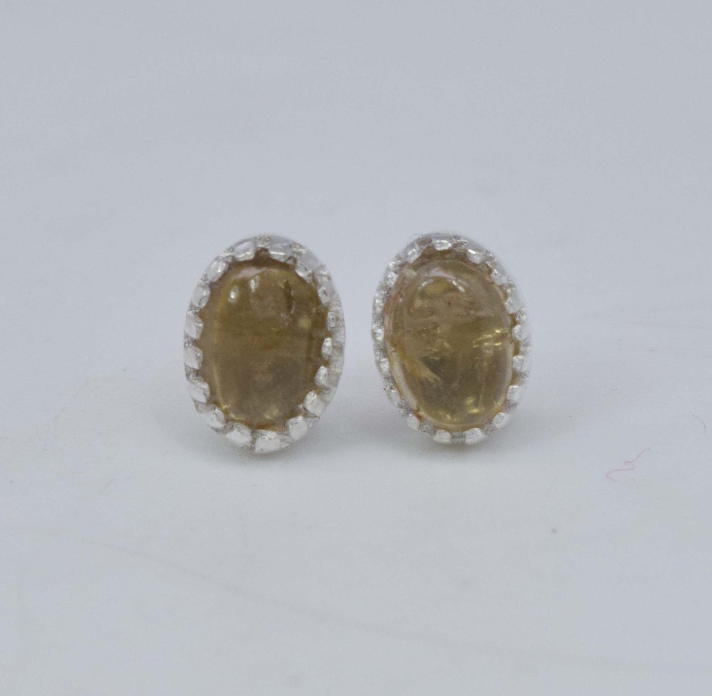 925 Solid Sterling Silver Yellow Tourmaline Stud Earring