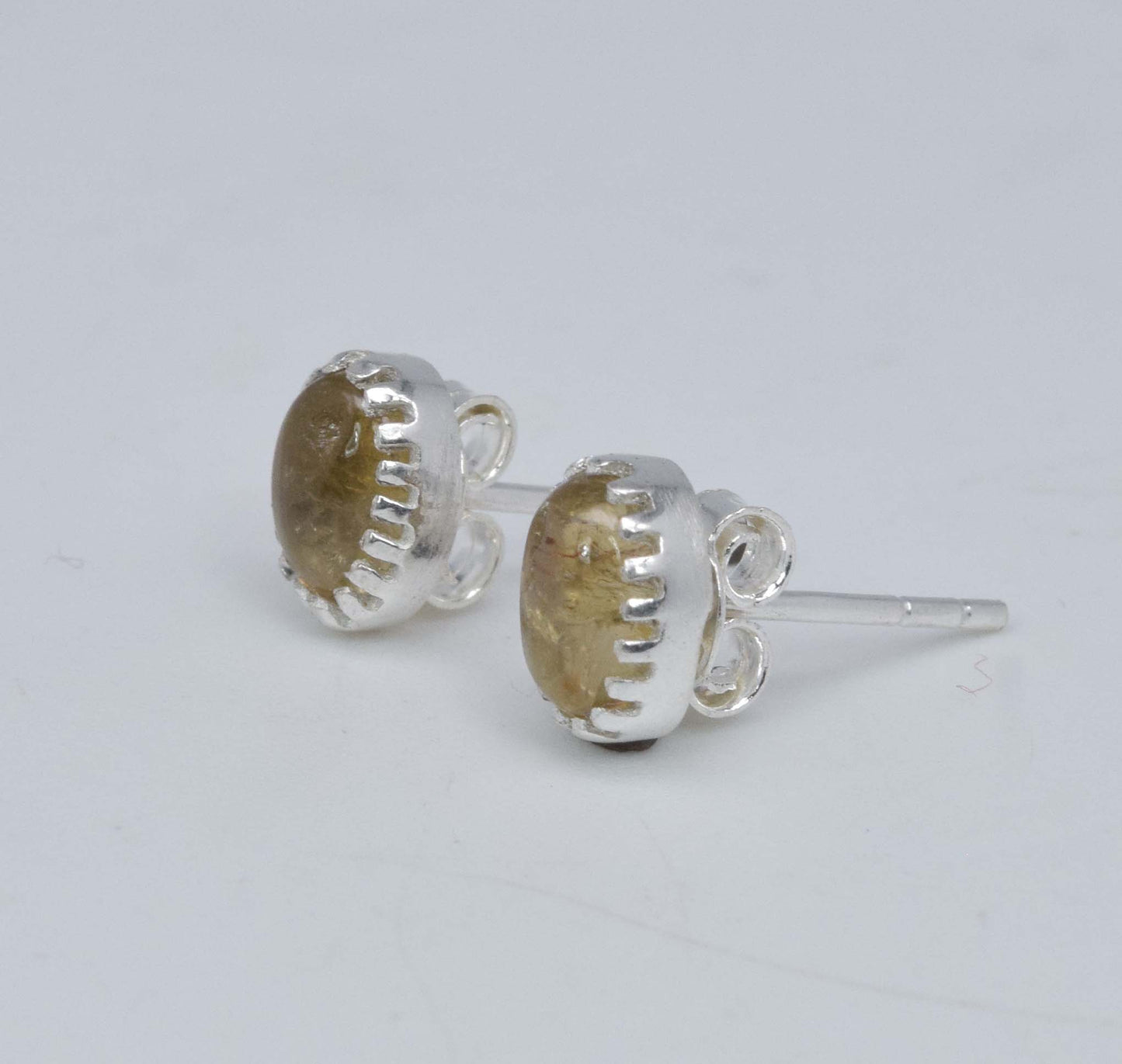 925 Solid Sterling Silver Yellow Tourmaline Stud Earring
