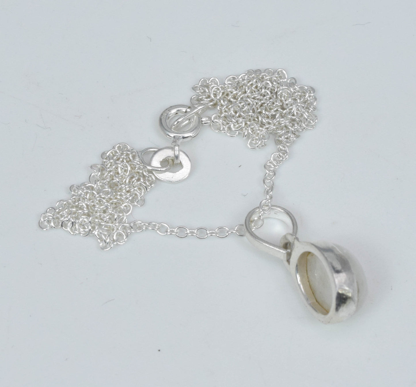 925 Solid Sterling Silver White Rainbow Moonstone Chain Pendant