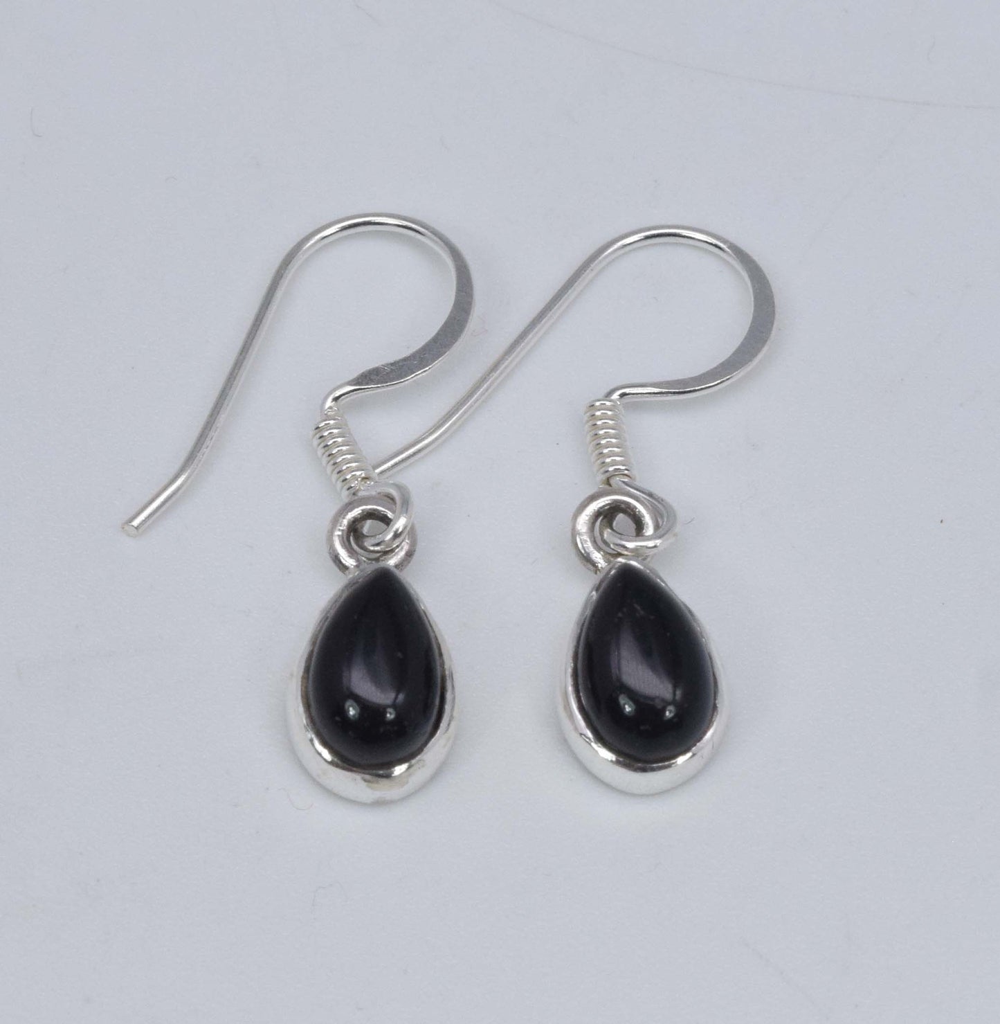 925 Solid Sterling Silver Black Onyx Hook Earring-1 Inch