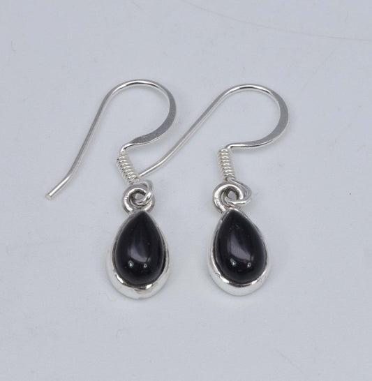 925 Solid Sterling Silver Black Onyx Hook Earring-1 Inch