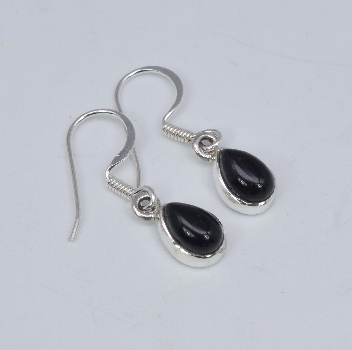 925 Solid Sterling Silver Black Onyx Hook Earring-1 Inch