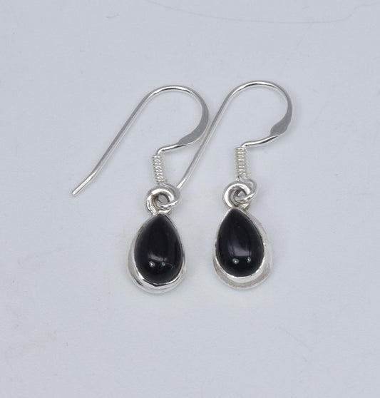 925 Solid Sterling Silver Black Onyx Hook Earring-1 Inch