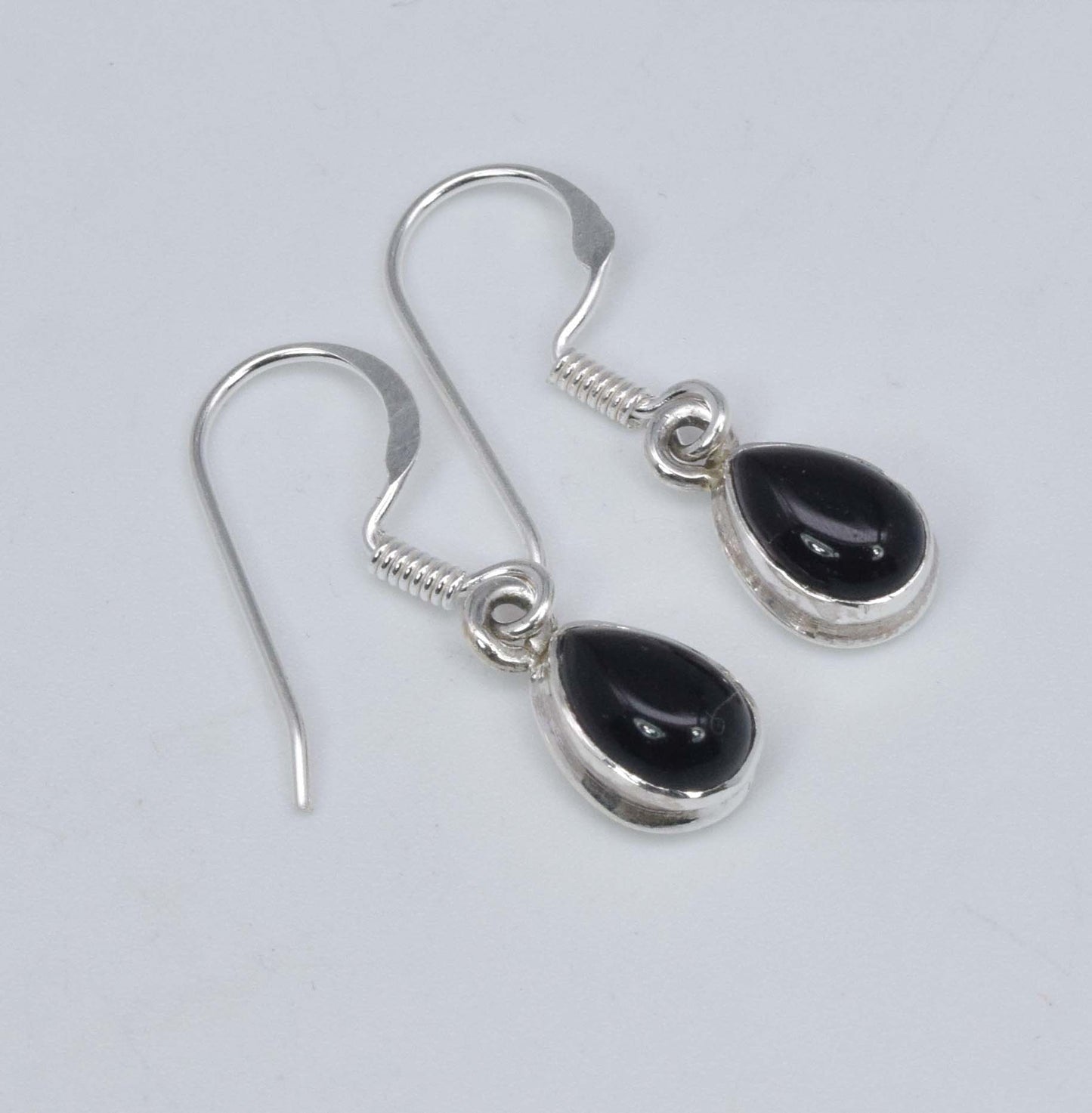 925 Solid Sterling Silver Black Onyx Hook Earring-1 Inch
