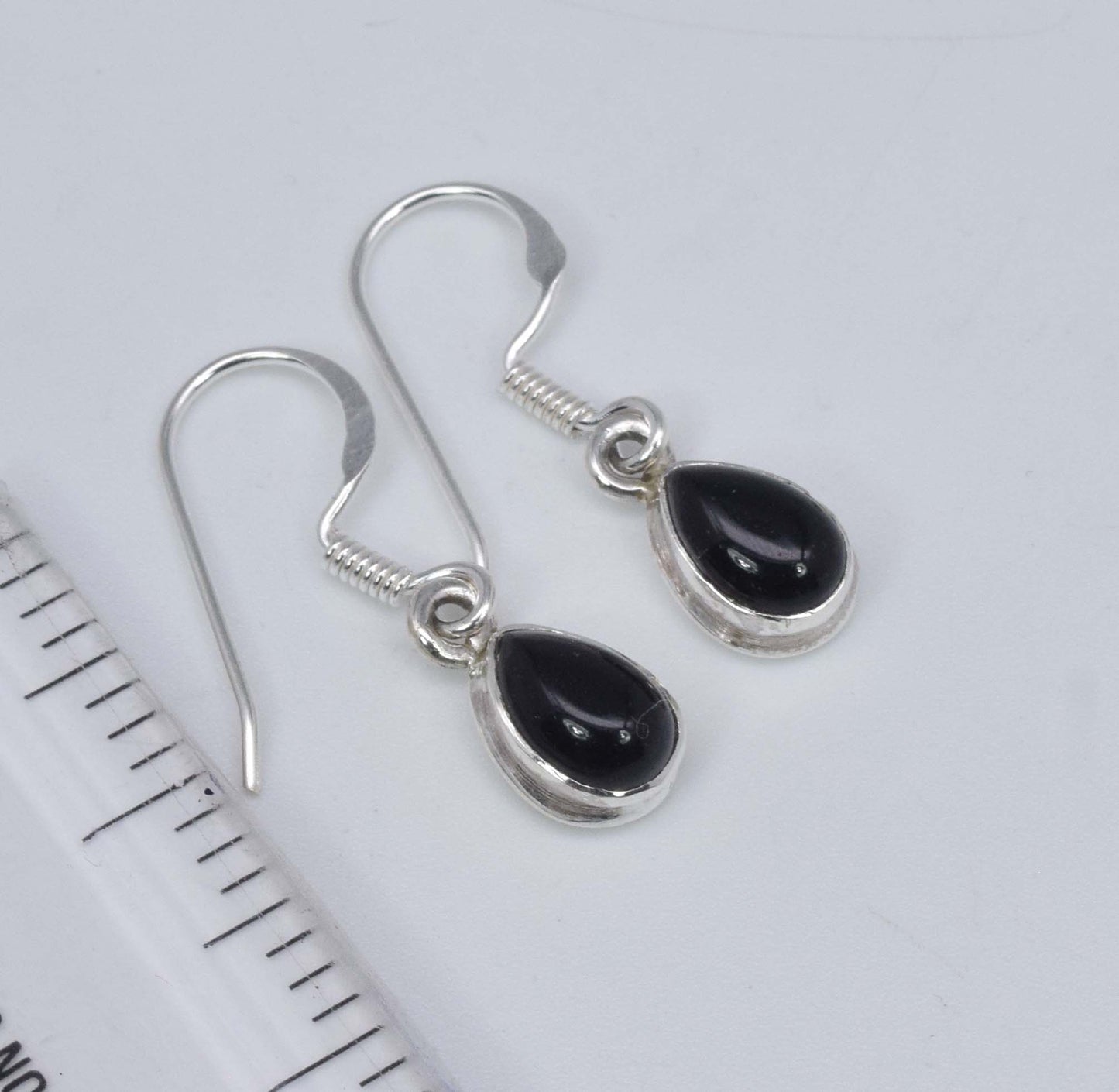 925 Solid Sterling Silver Black Onyx Hook Earring-1 Inch
