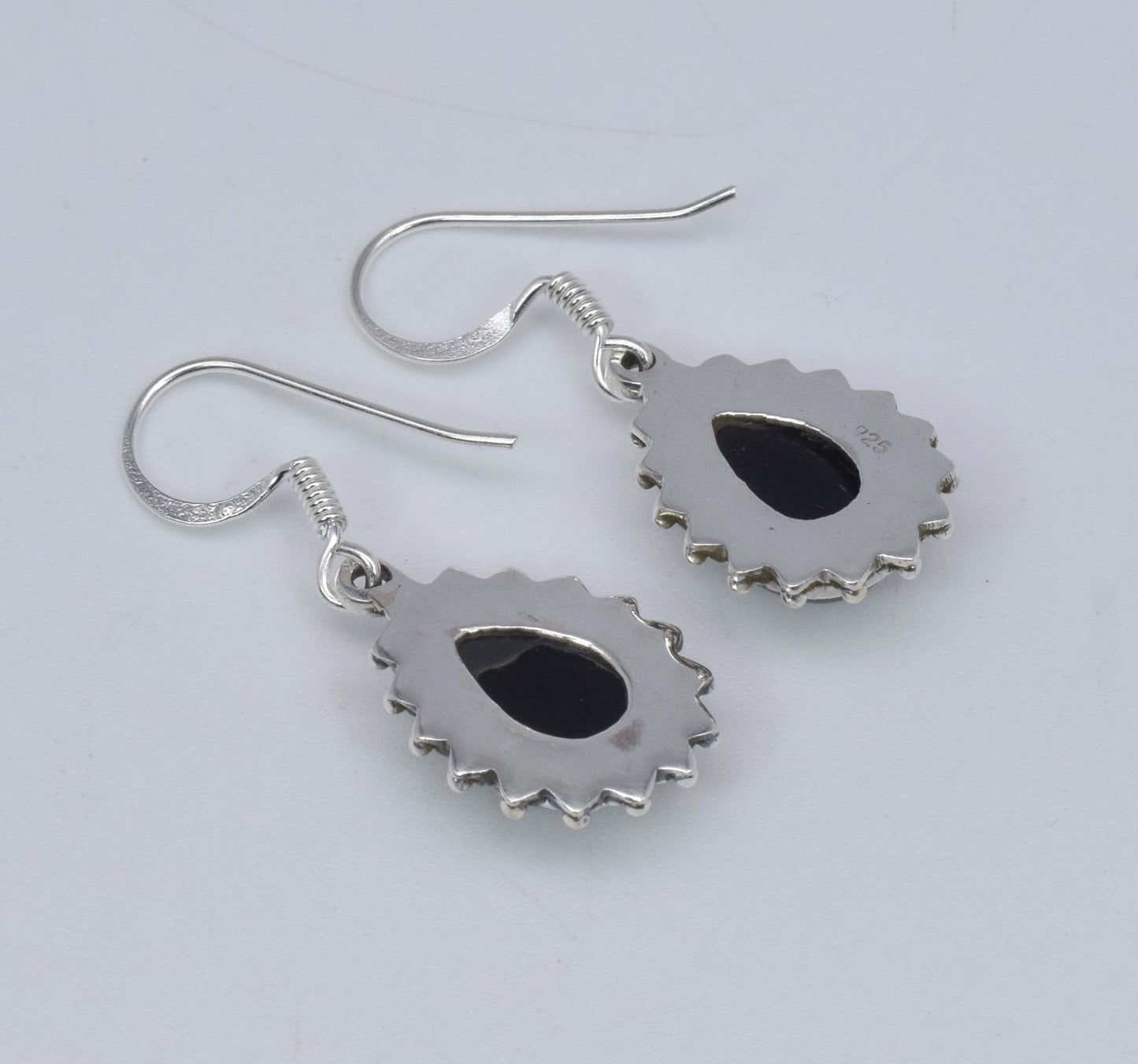 925 Solid Sterling Silver Black Onyx Hook Earring-1.3 Inch