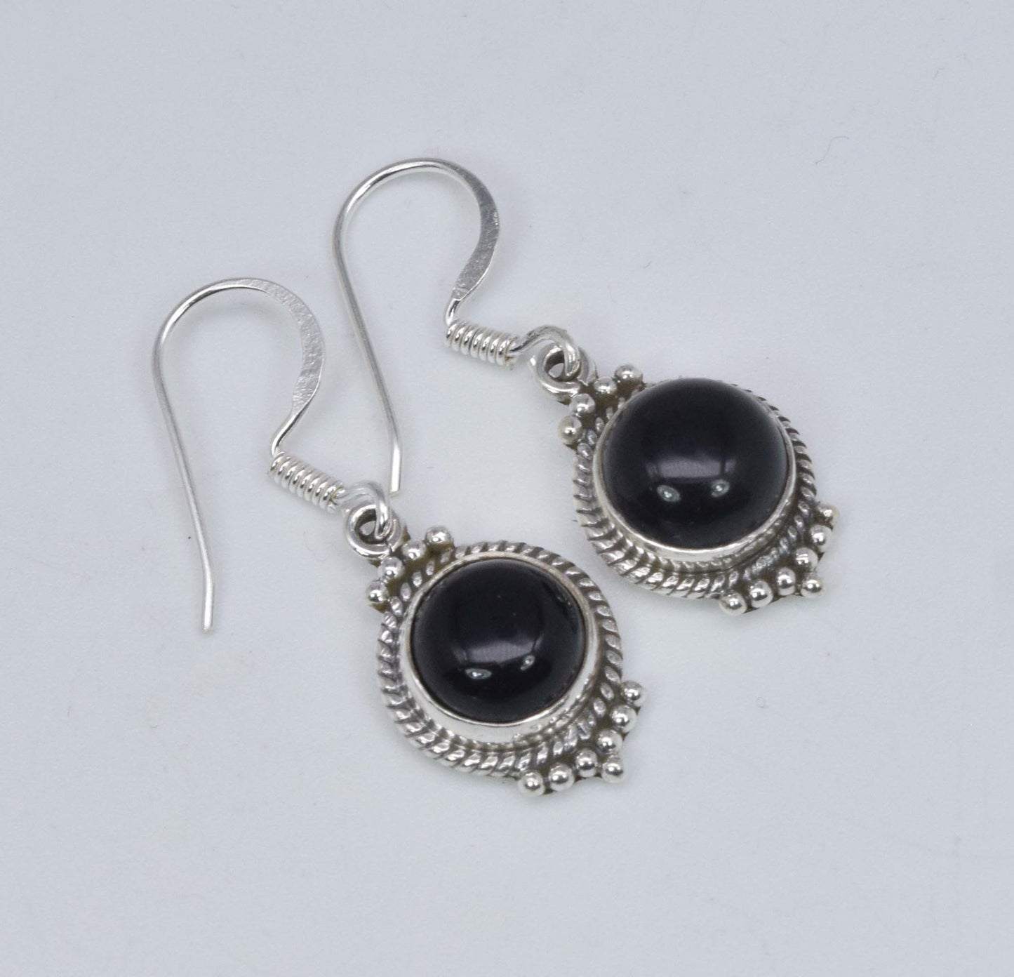 925 Solid Sterling Silver Black Onyx Hook Earring-1.3 Inch