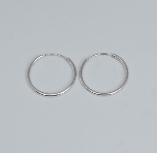 925 Solid Sterling Silver Plain Hoop Earring-0.7 Inch