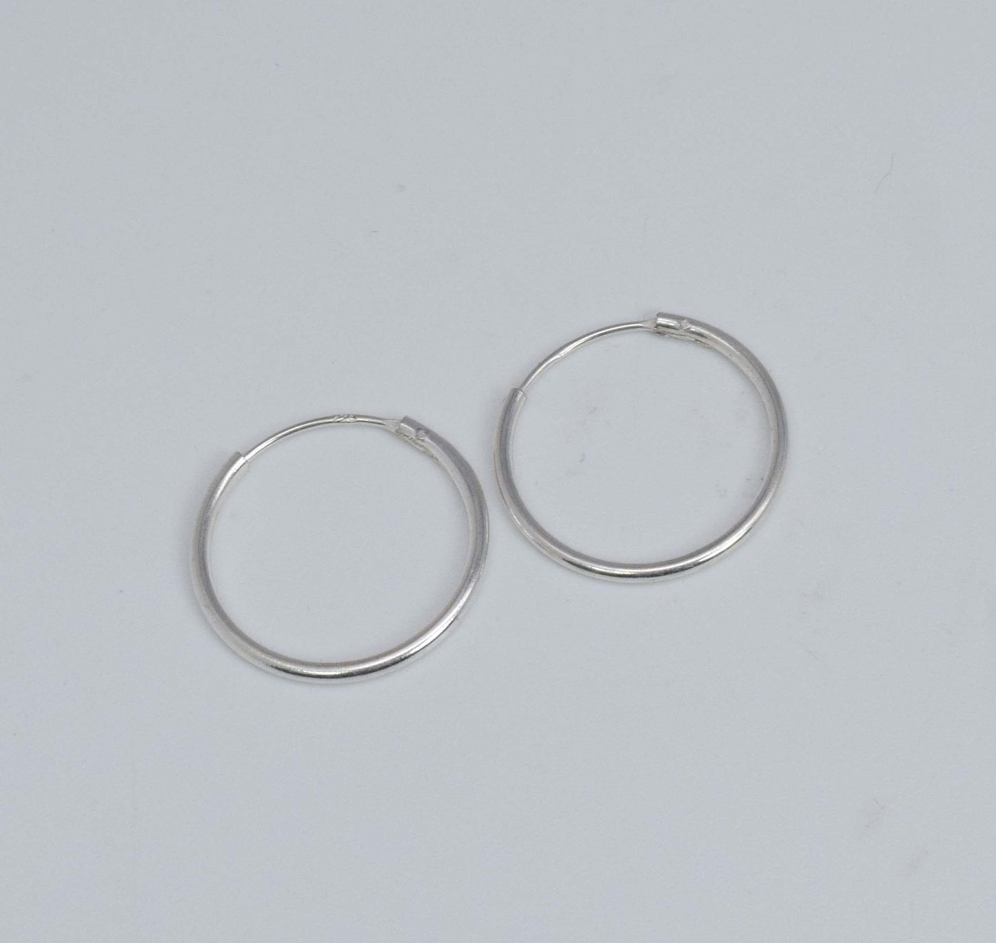 925 Solid Sterling Silver Plain Hoop Earring-0.7 Inch