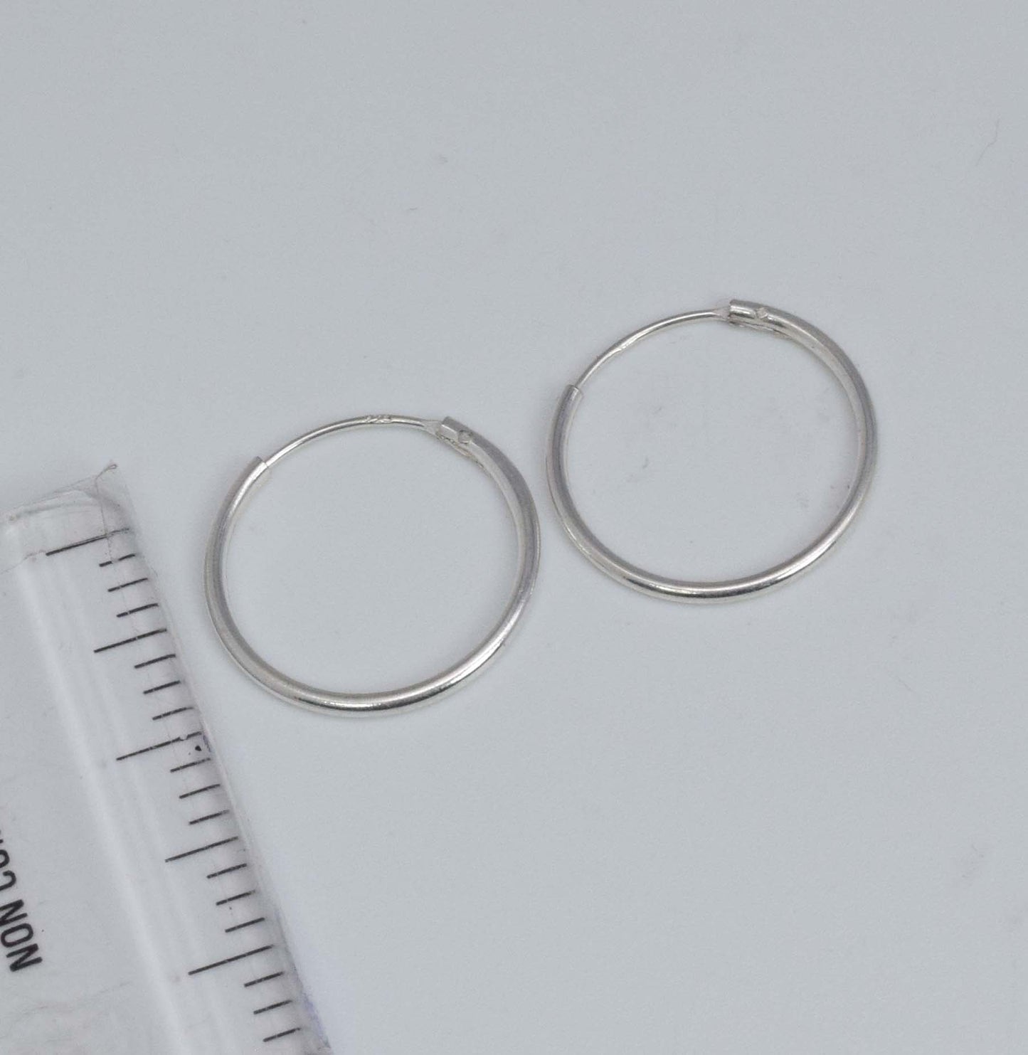925 Solid Sterling Silver Plain Hoop Earring-0.7 Inch