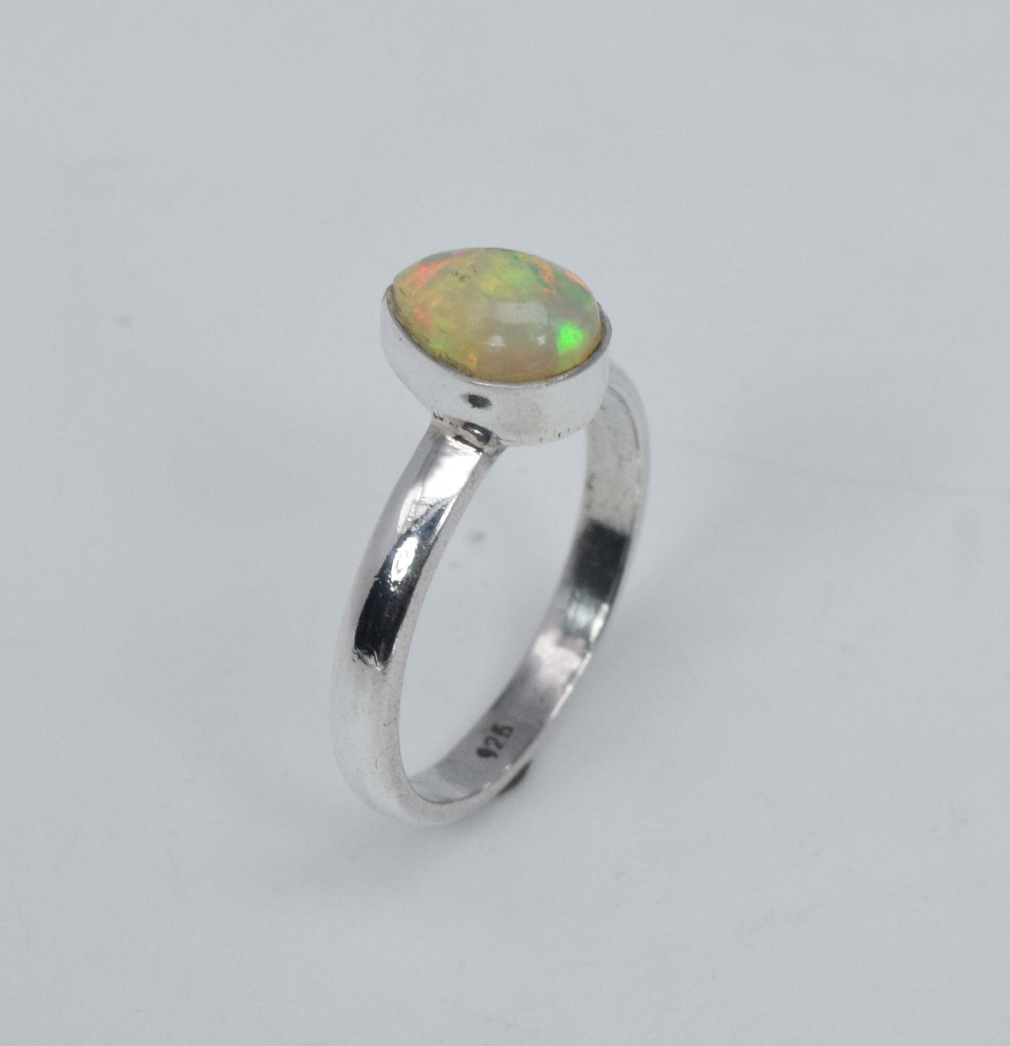 925 Solid Sterling Silver Natural Ethiopian Opal Ring - 2.1 Grams