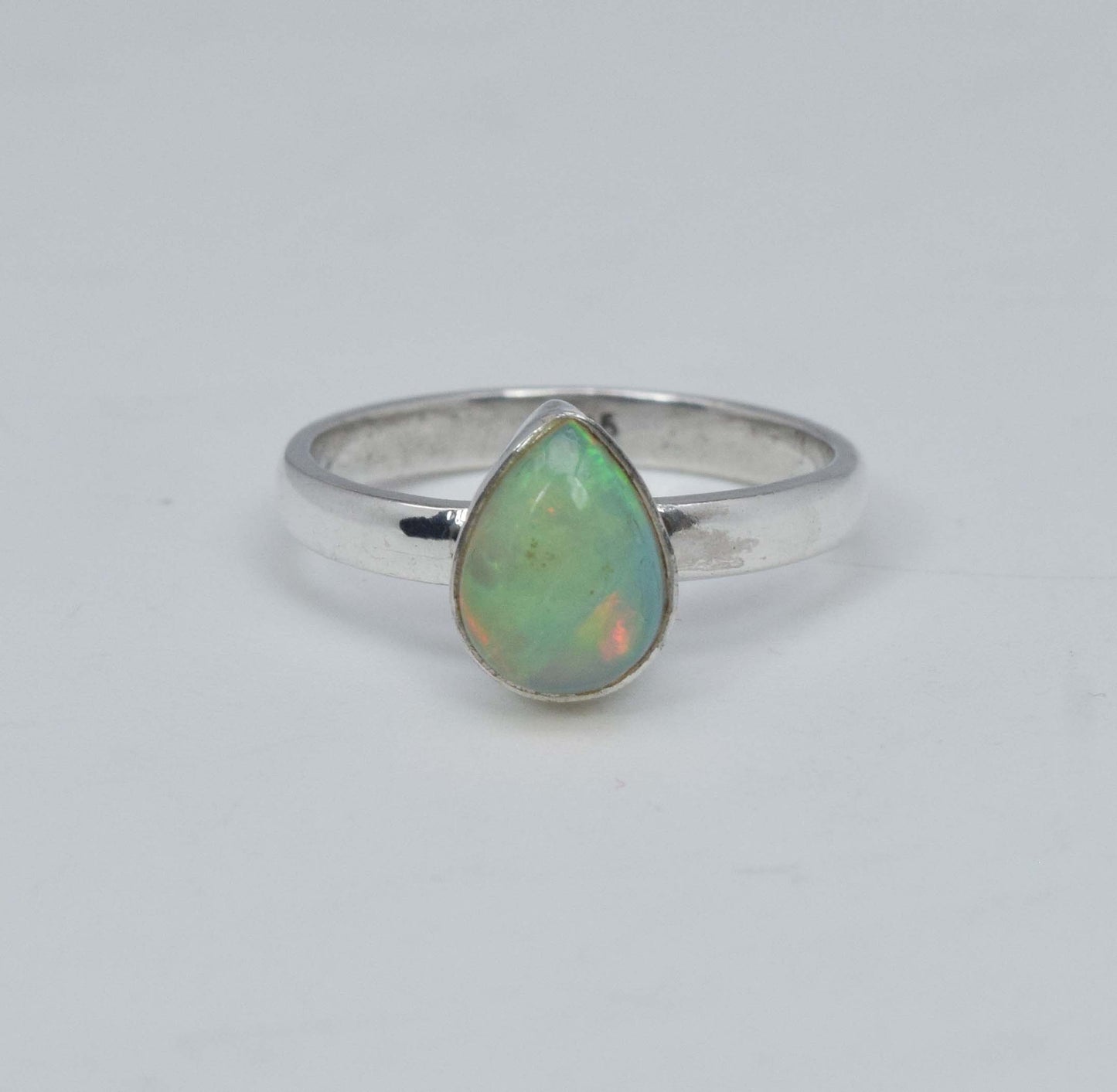 925 Solid Sterling Silver Natural Ethiopian Opal Ring - 2.1 Grams