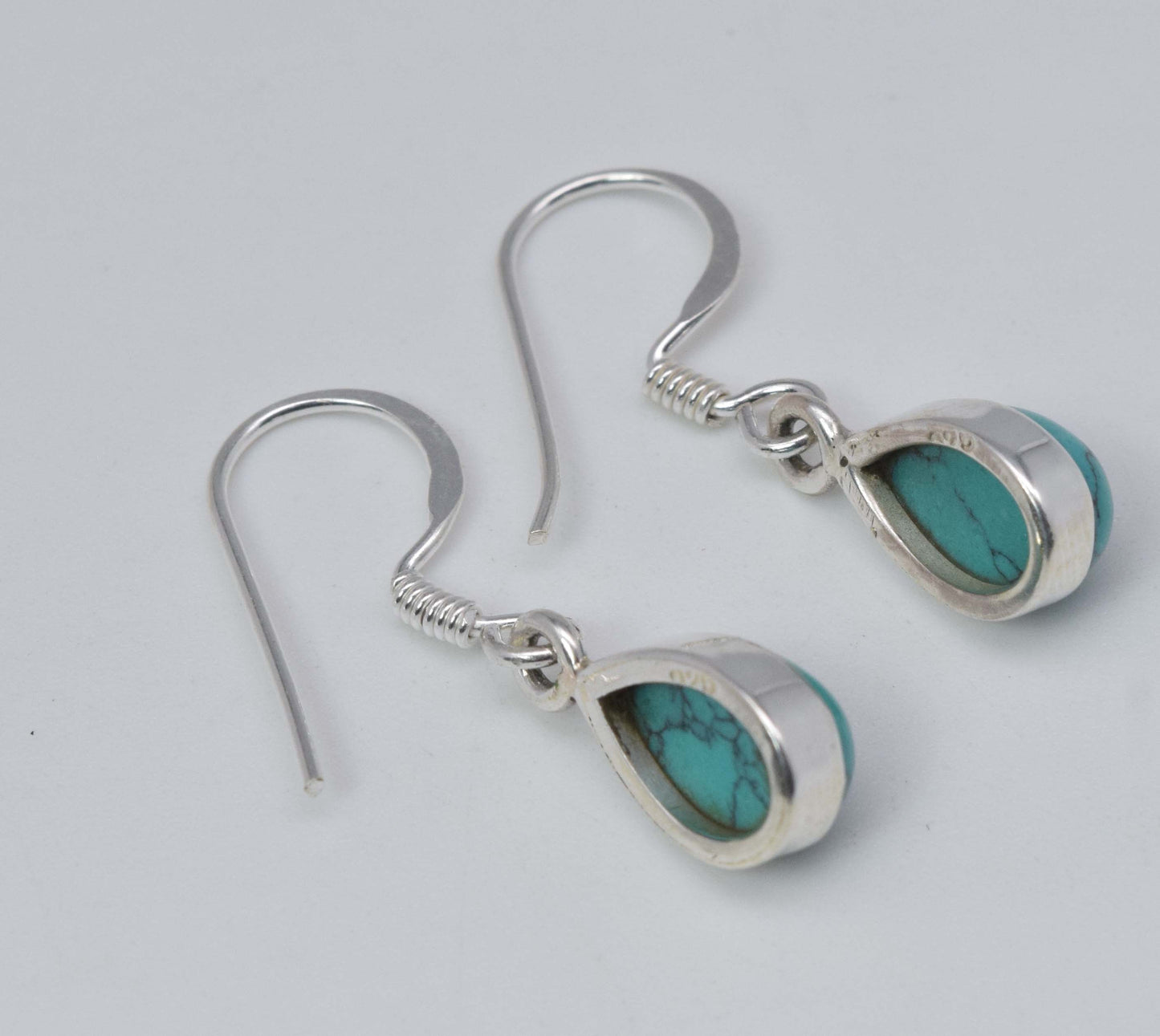 925 Solid Sterling Silver Blue Turquoise Hook Earring-1 Inch