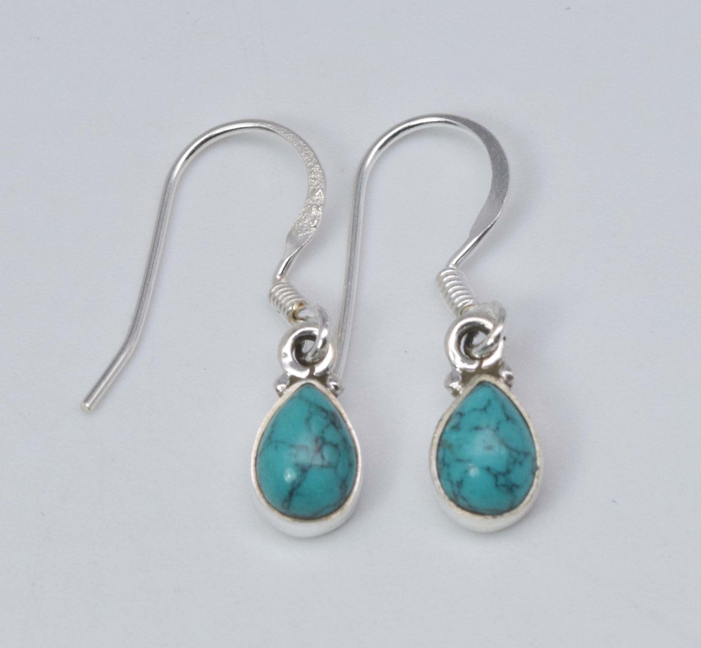 925 Solid Sterling Silver Blue Turquoise Hook Earring-1 Inch
