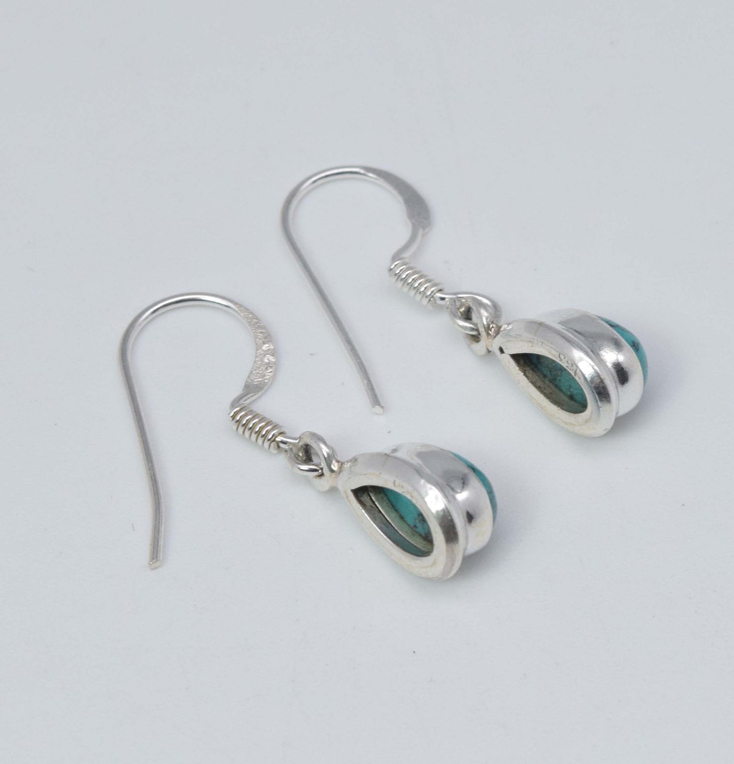 925 Solid Sterling Silver Blue Turquoise Hook Earring-1 Inch