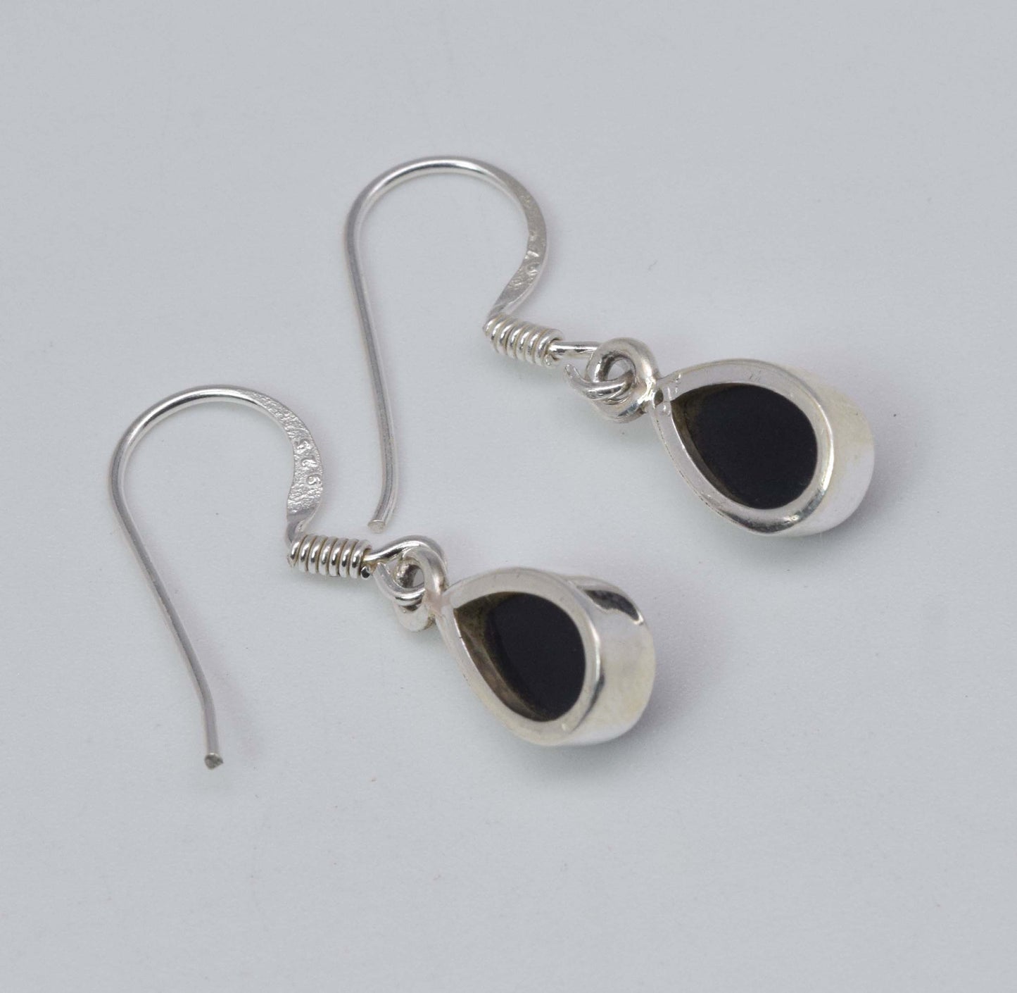 925 Solid Sterling Silver Black Onyx Hook Earring-1 Inch