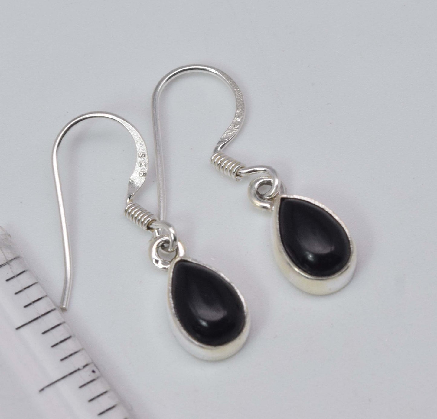 925 Solid Sterling Silver Black Onyx Hook Earring-1 Inch