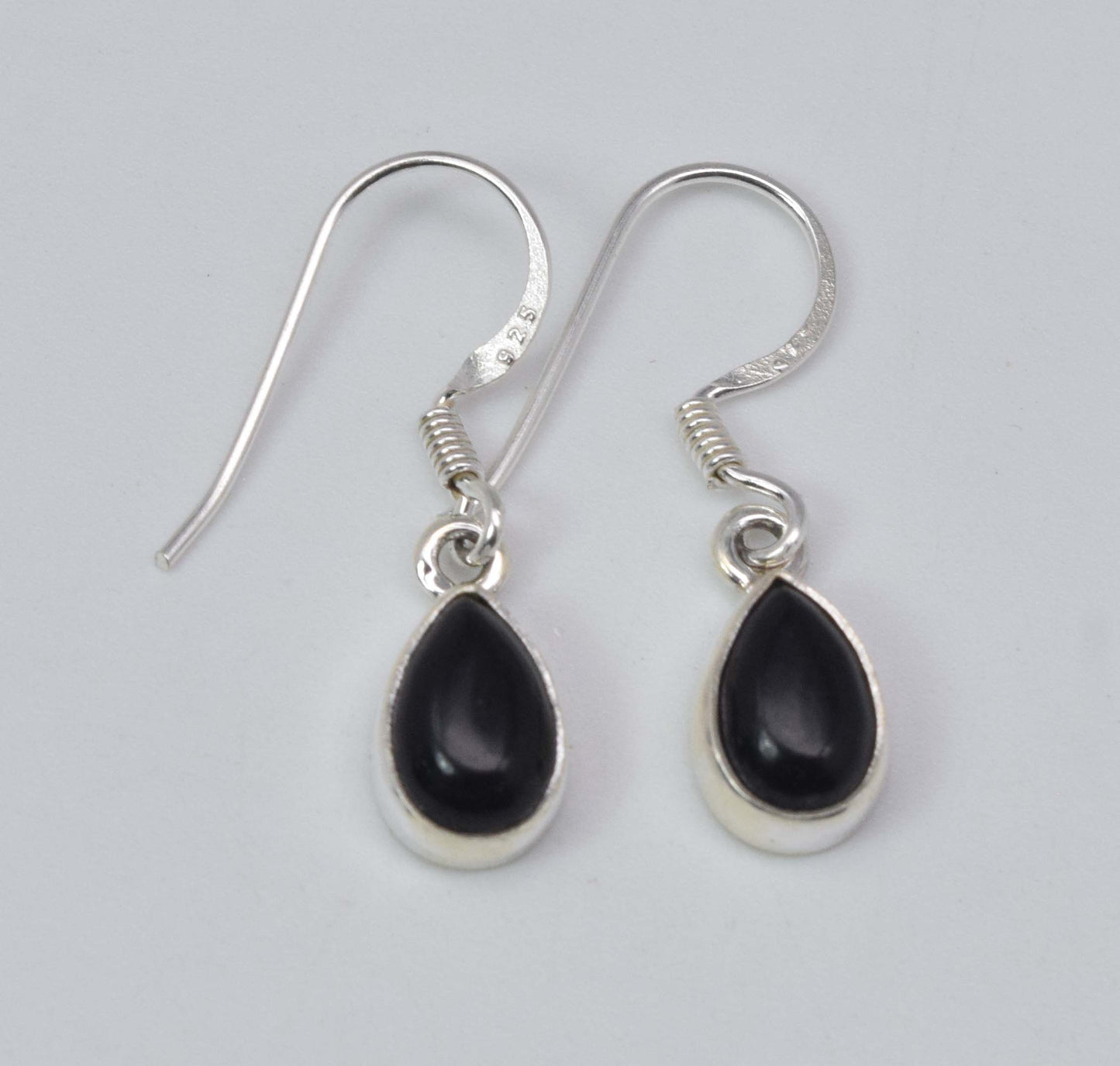 925 Solid Sterling Silver Black Onyx Hook Earring-1 Inch