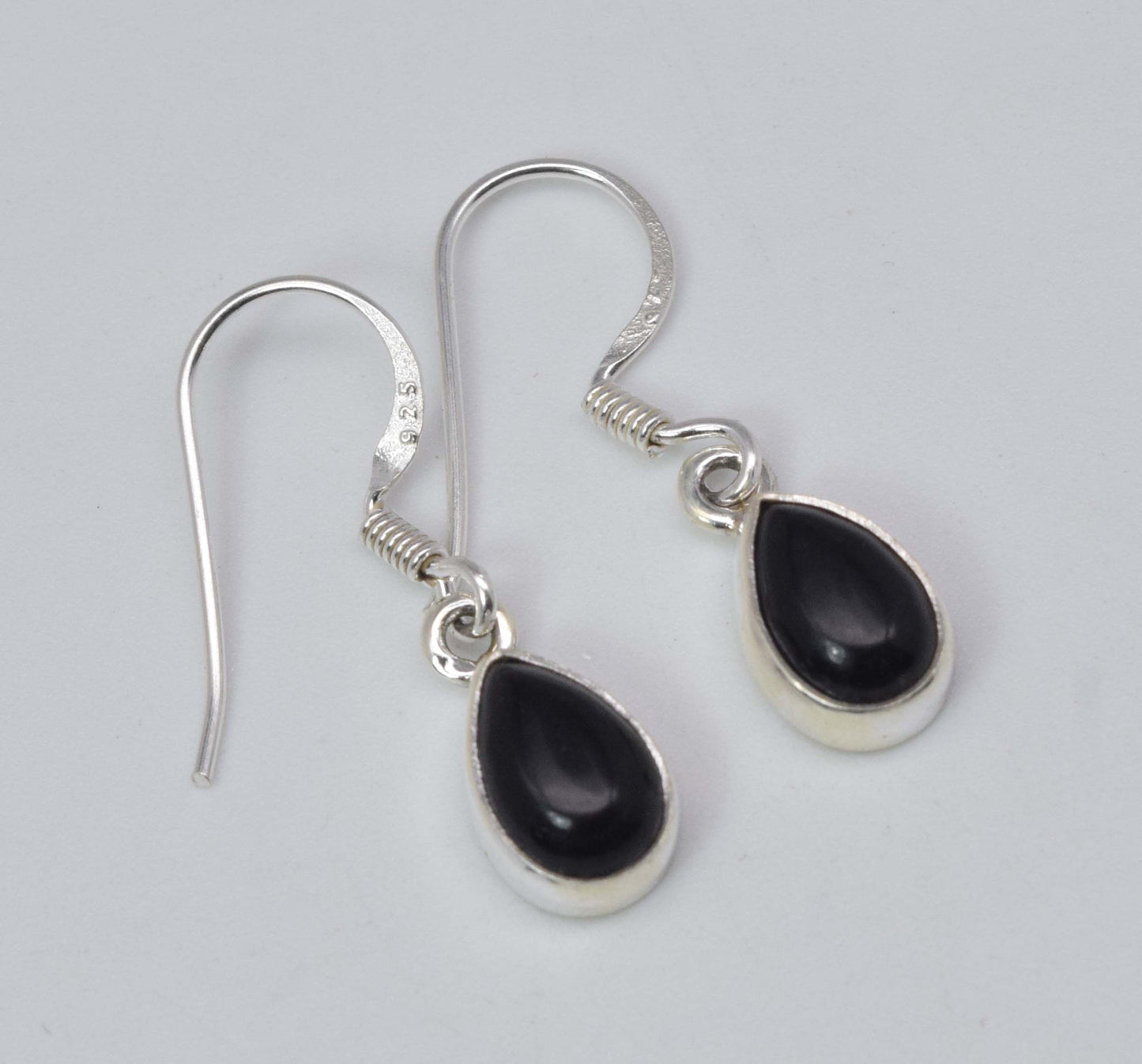 925 Solid Sterling Silver Black Onyx Hook Earring-1 Inch