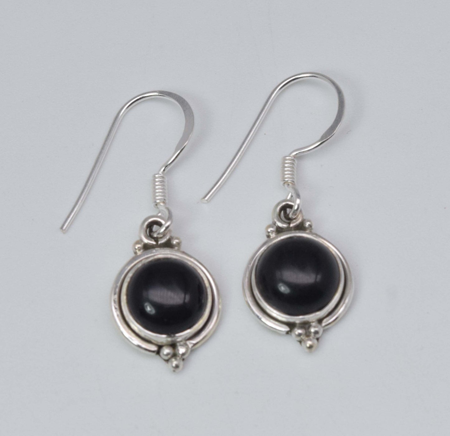 925 Solid Sterling Silver Black Onyx Hook Earring-1 Inch