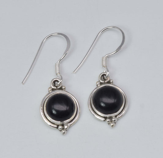 925 Solid Sterling Silver Black Onyx Hook Earring-1 Inch
