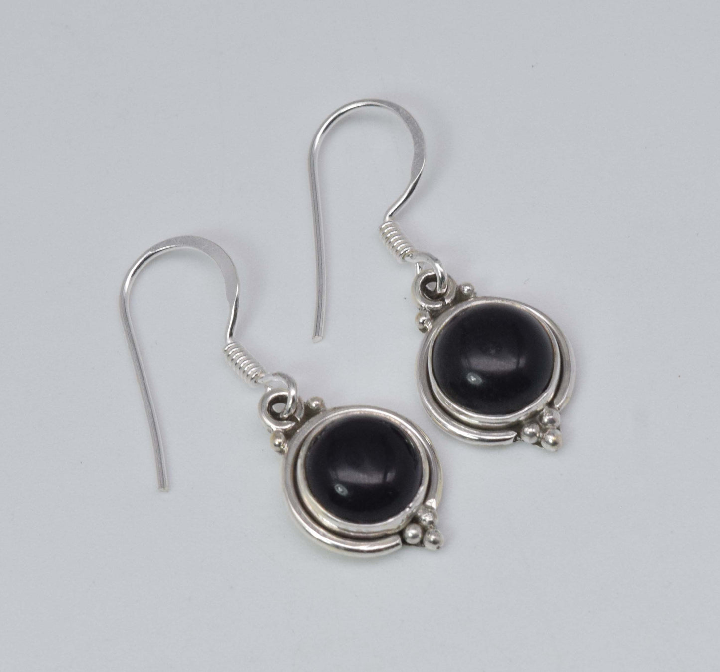925 Solid Sterling Silver Black Onyx Hook Earring-1 Inch