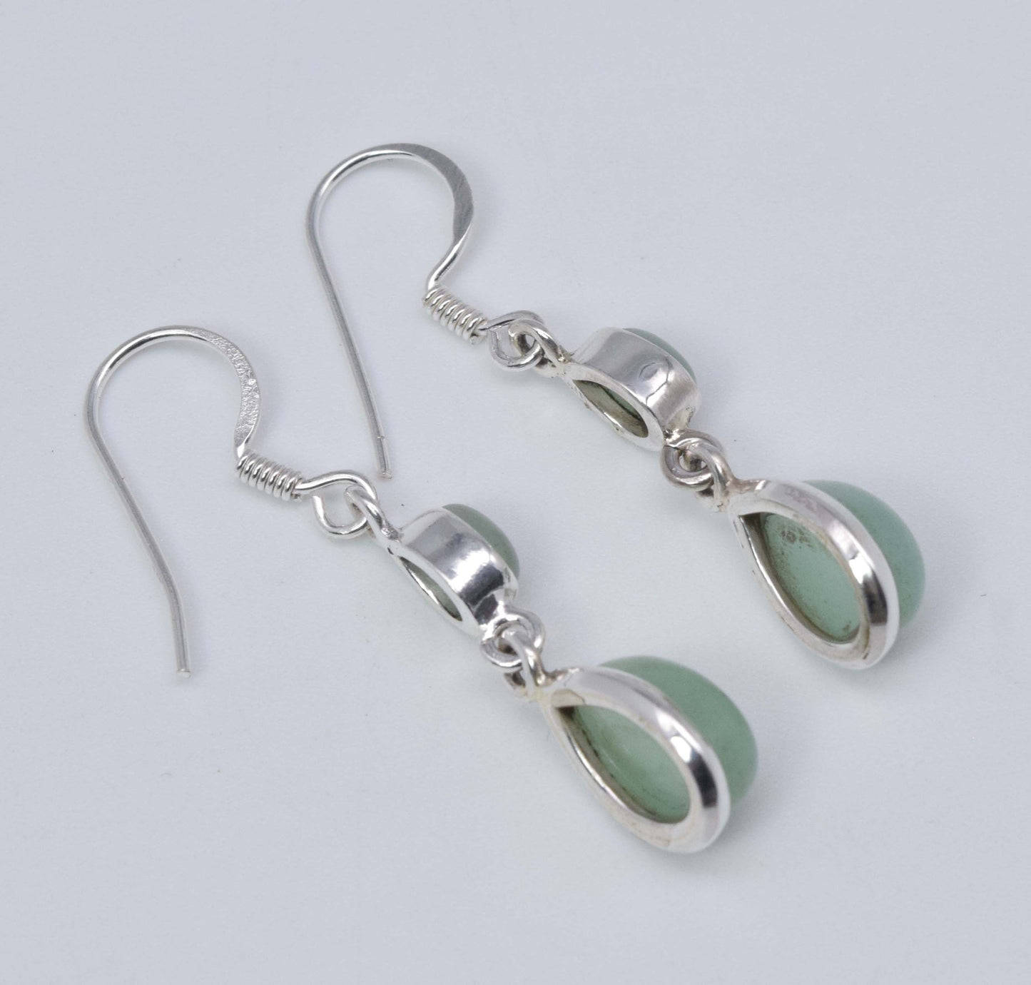 925 Solid Sterling Silver Aqua Chalcedony Hook Earring-1.5 Inch