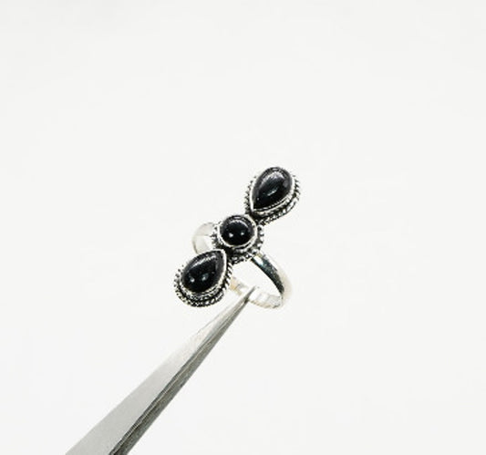 925 Solid Sterling Silver Black Onyx Ring - 8 US